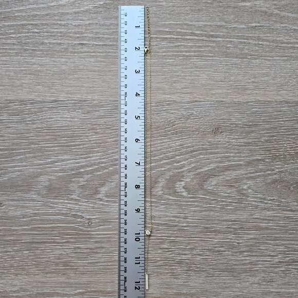 New Lulus Gold Rhinestone Drop Necklace Sterling Silver Chain Adjustable NWT - Picture 12 of 17